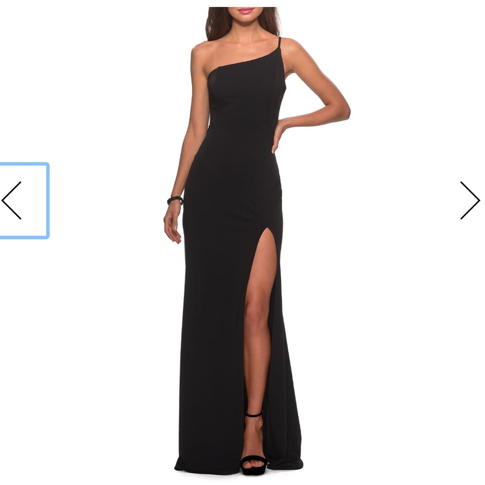 La Femme One-Shoulder Gown with Skirt Slit